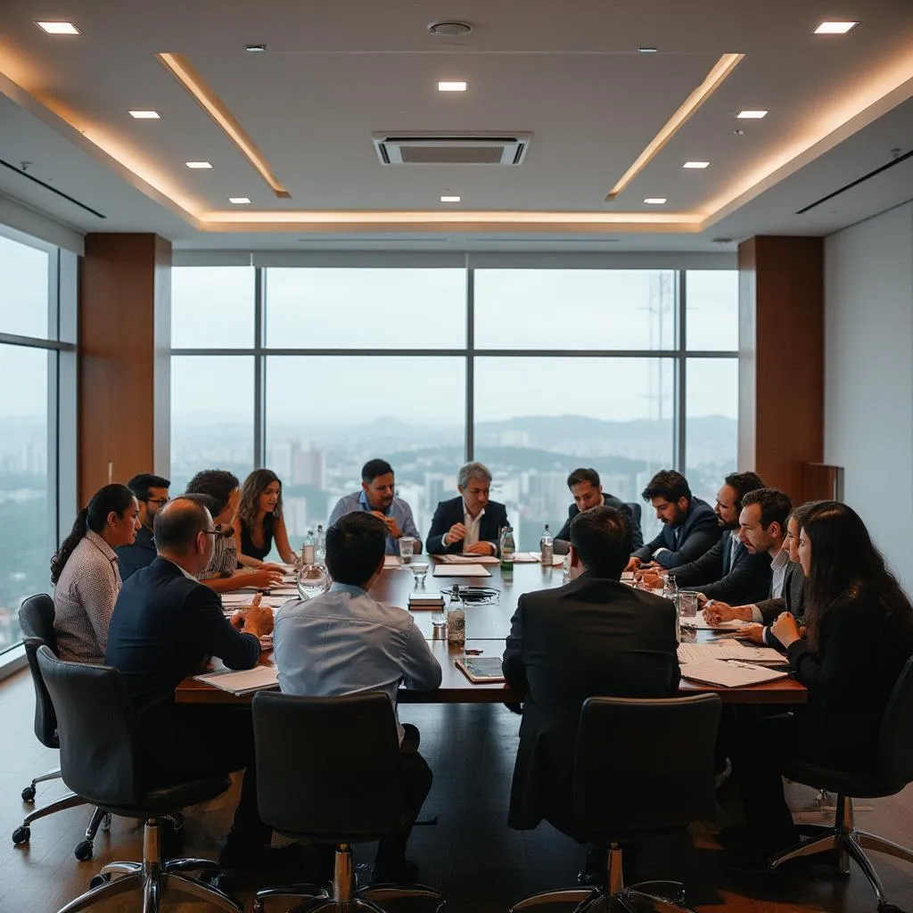 Equipo de expertos en reforma tributaria en reunión