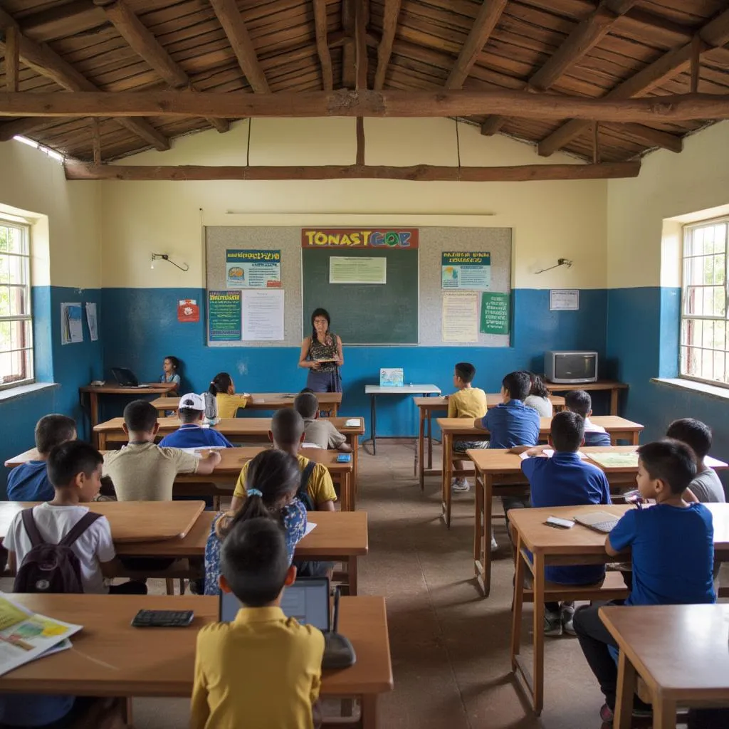 Escuela rural modernizada en Colombia
